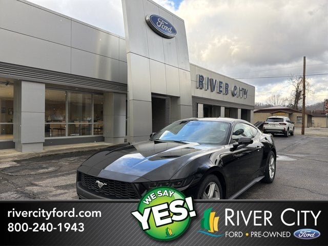 2026 Ford Mustang EcoBoost in Shadow Black — front three-quarter view