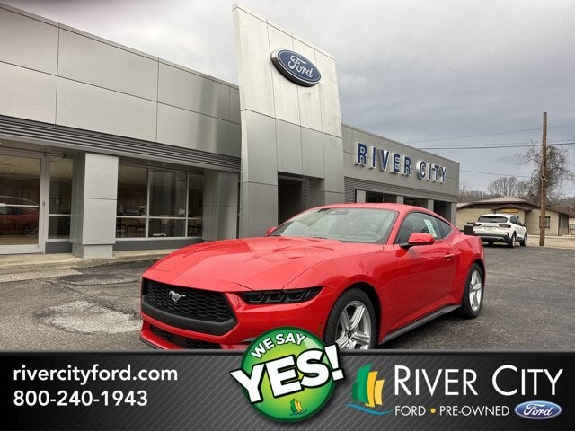 2026 Ford Mustang EcoBoost in Race Red — front three-quarter view